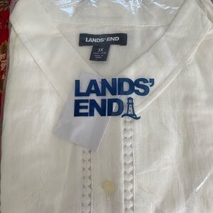 Lands' End Women's White Shirt/Dress Swim Coverup